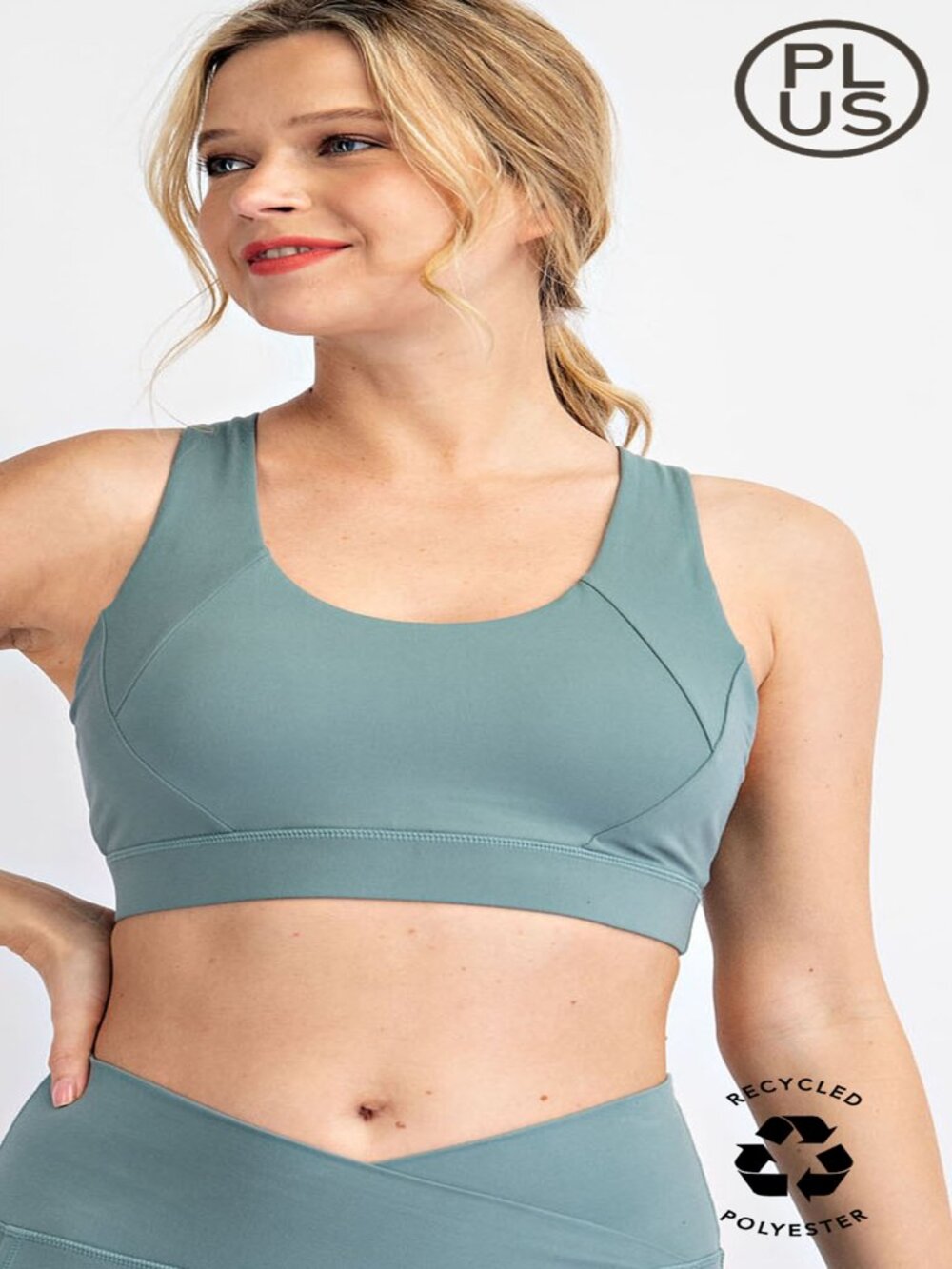 Women's Buttery Athletic Plus Sports Bra Medium Support Tidewater Teal 1X-3X